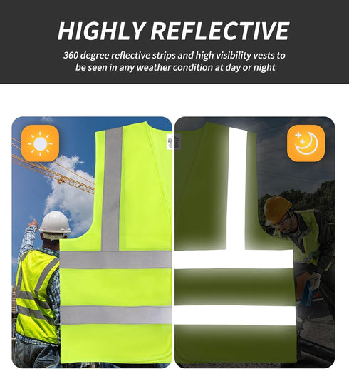 Safety Vest Meets ANSI Class 2 Standards - Reflective Vest for Men Women, Mesh High Visibility Vest with Hi Vis Strips for Construction Work, Surv...