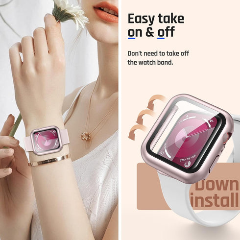 Goton Waterproof Case for Apple Watch 40mm SE (2nd Gen) Series 6 5 4 Screen Protector, Tempered Glass Hard PC Bumper Face Cover Designed for iWatc...