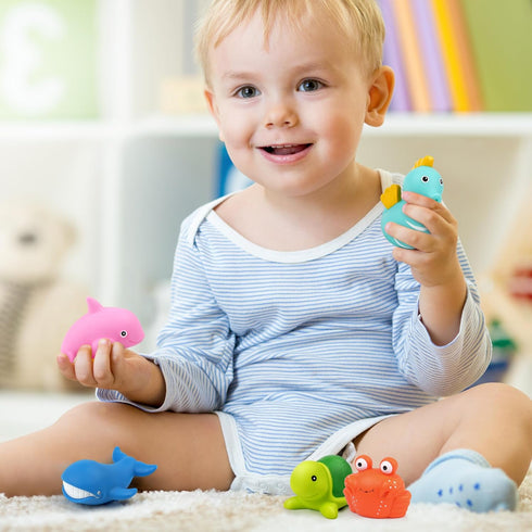 LotFancy Bath Toys for Kids Ages 1-3, Mold Free Bath Toys for Infants Toddlers, 8PCS No Holes Ocean Sea Animal Bathtub Toys, Soft Baby Bath Tub To...