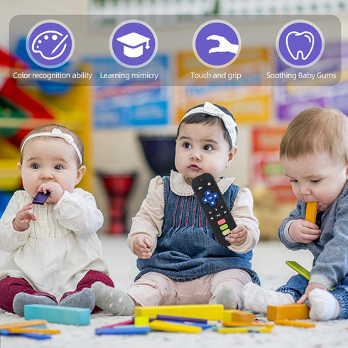Chuya Baby Remote Control Teether Toy Chew Toy for Babies 0-24 Months Teething Relief Baby Toys for Infants Black+Purple...