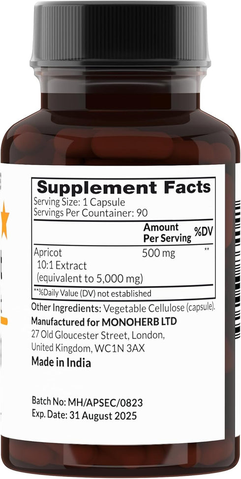 Apricot Extract 500 mg - 90 Vegetarian Capsules...