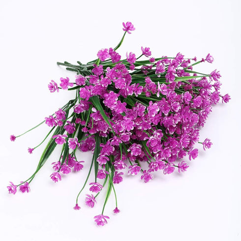 8 Bundles Artificial Flowers, Fake Artificial Greenery UV Resistant No Fade Faux Plastic Plants for Wedding Bridle Bouquet Indoor Outdoor Home Gar...