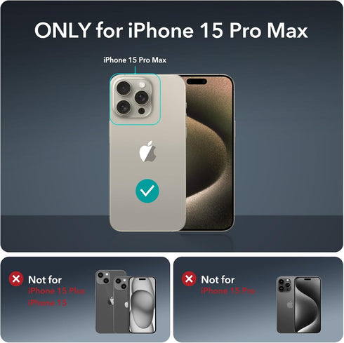 ESR for iPhone 15 Pro Max Case Set, 1 Set Individual Lens Protectors, Compatible with MagSafe Phone Case, Full-Coverage Military-Grade Protection,...