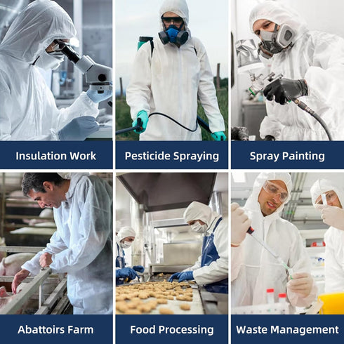 ETERNA Hazmat Suits-Disposable Protective Coverall with Hood, Zipper, Elastic Wrists, Shoe Covers for Men & Women, Shield from Dirt, Dust, Paint (...