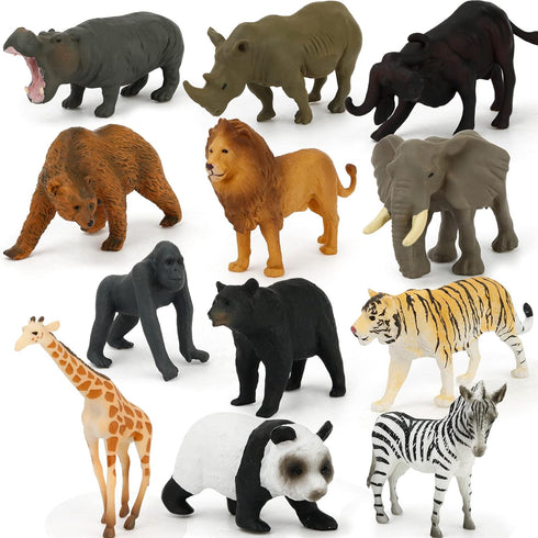 Small Montessori Animal Figures with Flash Cards, Realistic Animal Figurines Toys, Montessori Materials Homeschool Preschool Science Educational M...