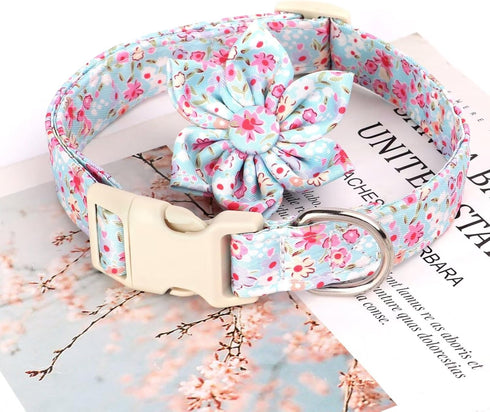 Beirui Cute Spring Dog Collar with Flower, Lightweight Soft Girl Dog Collar for Female Male Dogs, Adjustable Floral Pet Collar for Small Medium La...