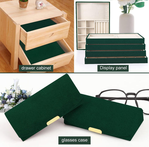 Removable Velvet Fabric Self Adhesive Felt Fabric Liner Green Velvet Drawer Liner for Jewelry Drawer Craft Felt Fabric Sheet Art & Craft Making 14...
