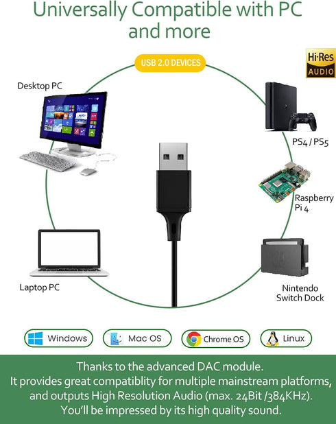 USB Earbuds Headphones for Computer, Noise-Isolation in-Ear Earphones with Microphones, USB DAC & 1.8M Cord, Universally Compatible with Laptop, D...