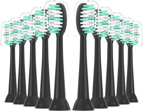 Replacement Toothbrush Heads 10 Pack for AquaSonic Black Series for Vibe Series Black Series pro, and for Duo Series pro Electric Toothbrush,Balck...