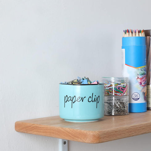 Farmhouse Paper Clip Holders,Ceramic Binder Clip Dispenser Organizer for Desk,Cute Office Push Pins Holder (Turquoise)...