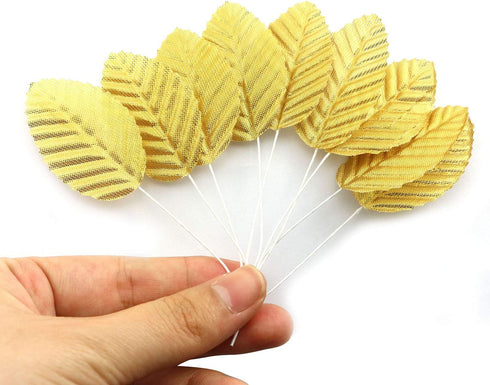 IVYRISE Silk Leaf 200PCS Golden Artificial Leaves for DIY Wedding Party Decor Corsage Boutonniere Accessory, Artificial Silk Flower Decoration...