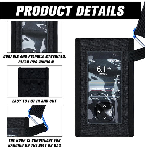 2 Pack Blood Glucose Meter Case with Lanyard Compatible with Dexcom G7 Glucose Monitor Pouch with Viewing Window for Diabetic Accessories Supplies...
