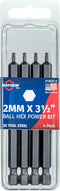 Mayhew Tools 19525-4 USA Metric Ball Hex Power Bit, 2mm x 3.5", 4-Pack...