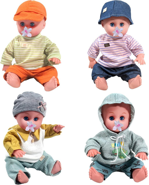 Baby Dolls Clothes Boy for 12 13 14 15 16 Inch Dolls, Doll Clothes 12-14-16 Inch Dolls, 4 Sets 15 inch Doll Outfit Accessories fit Doll Newborn Ba...