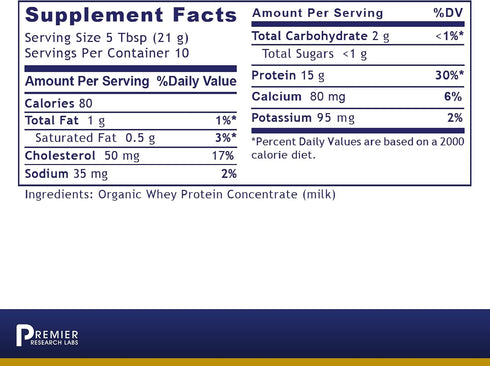 Premier Research Labs Whey Protein Powder - Amino Acid Protein - Low Heat Filtered - Kosher Drink Mix - 7.4 oz...