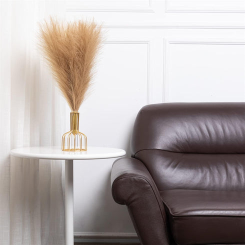 CHUKCHI Faux Pampas Grass - 17.7" 6 Bunches (3 Beige and 3 Taupe Brown) Fluffy Artificial Dried Pampas Grass, Used for Flower Arrangements Home De...