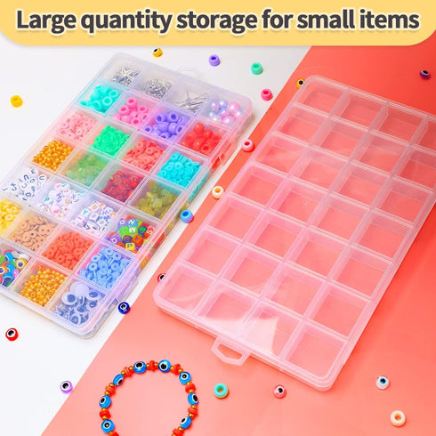 IOOLEEM 28 Grids Plastic Bead Organizer Box, Organizer Container Storage Box, Dividers for bead arts and crafts....