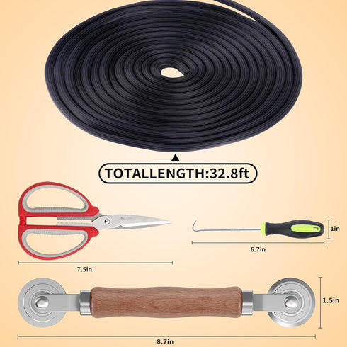 4 in 1 Window Screen Repair Tool Kit,Including 32Ft Spline Replacement,Steel Roller Tool with Bearing,Spline Removal Hook and High Quality Scissor...