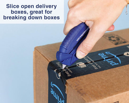 Zibra Open-It! All-In-One Multi Tool with Heavy-Duty Scissors, Box Cutter, Screwdriver, and Package Opener, Blue...