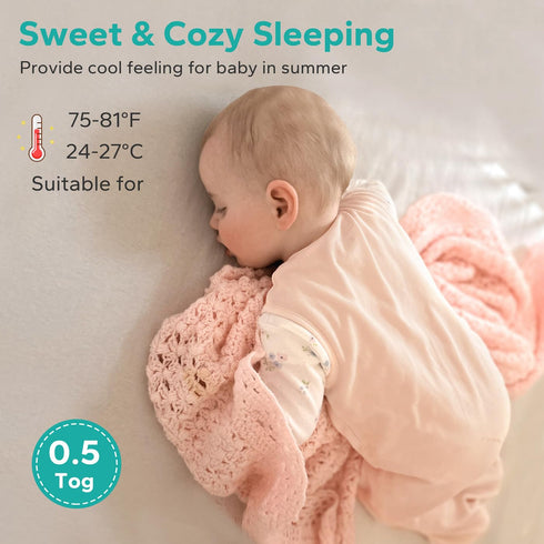 Rayon Made from Bamboo Sleep Sack, 0.5 TOG Baby Wearable Blanket Summer Sleep Sack 12-18 Months, Pink...