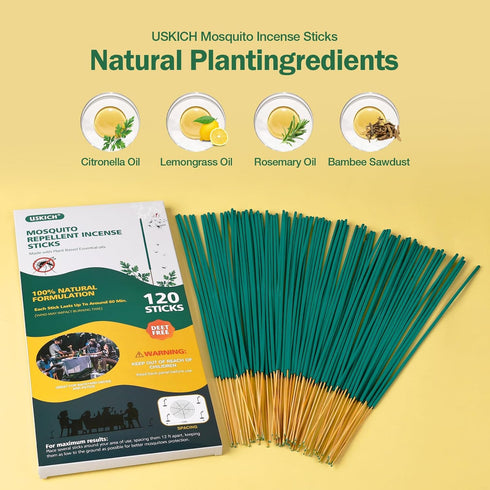 120 PCS Mosquito Repellent | Natural Citronella Oil Mosquito Incense Sticks Organic Mosquito Barrier Mosquito Repeller for Backyard Patio Travel C...