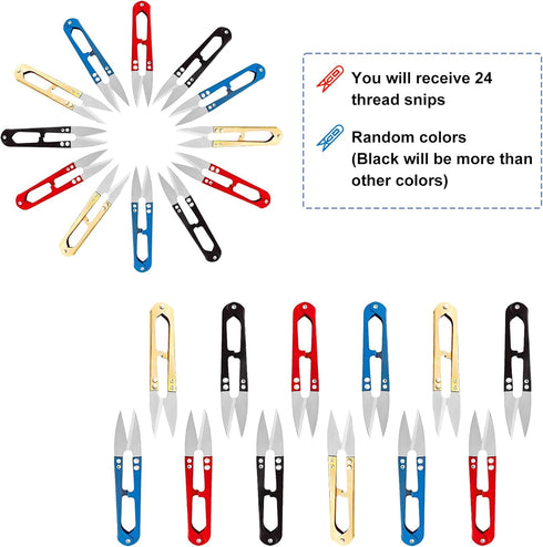 24Pcs Sewing Scissors for Fabric, Thread Yarn Embroidery Clippers Cutter, Small Snips Trimming Nipper, Great for Stitch, Art Craft, Mini DIY Suppl...
