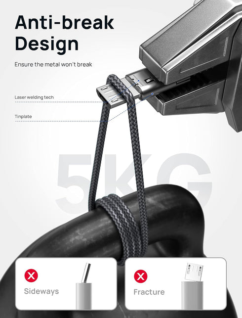 JSAUX Micro USB Charger Cable, (3-Pack 3.3ft+6.6ft+10ft) Android Charger Micro USB to USB A Nylon Braided Cord Compatible with Samsung Galaxy S6 S...