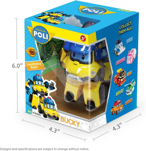 Robocar Poli Transforming Robot, Bucky 4" Transformable Action Toy Figure Vehicles, Mountain Rescue Car Emergency Vehicle Playset, Holiday Birthda...