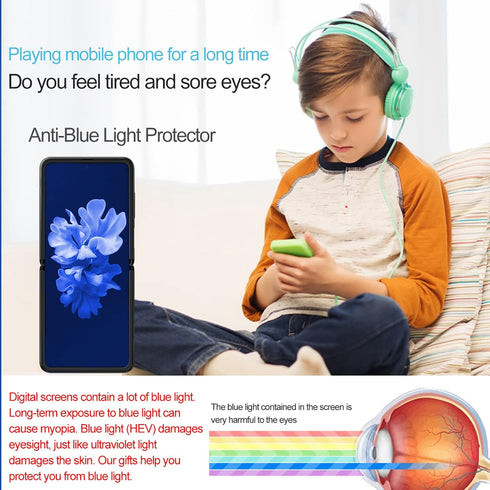 For Samsung Galaxy Z Flip 4 Privacy Screen Protector(Outside + Inside), With Extra (Outside + Inside) Anti Blue Light Screen Protector + Lens Film...