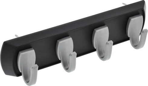 HIGH & MIGHTY 515306 Key Rail Organizer Hook Rail, Easy Tool-Free Dry Wall Installation, Holds up to 5lbs, Small, Black & Silver...
