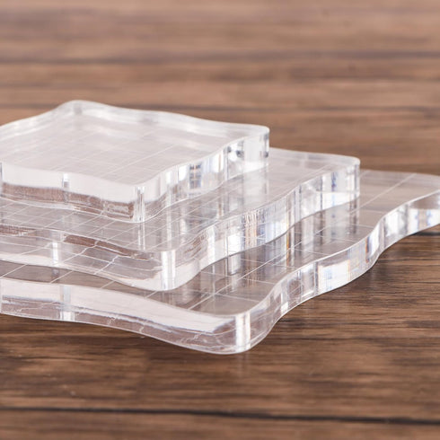 7 Pieces Acrylic Stamp Block Clear Stamping Tools Set with Grid Lines for Scrapbooking Crafts Card Making,Clear Acrylic Stamp Block Kit with Grid ...
