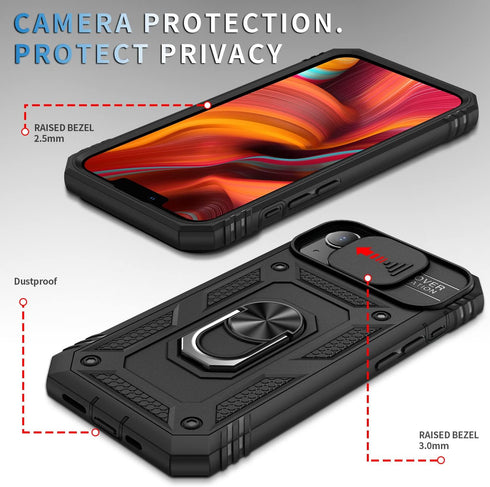 Case for iPhone 13, Camera Cover Phone Case with Rotation Ring Stand for Apple iPhone 13 - Black...