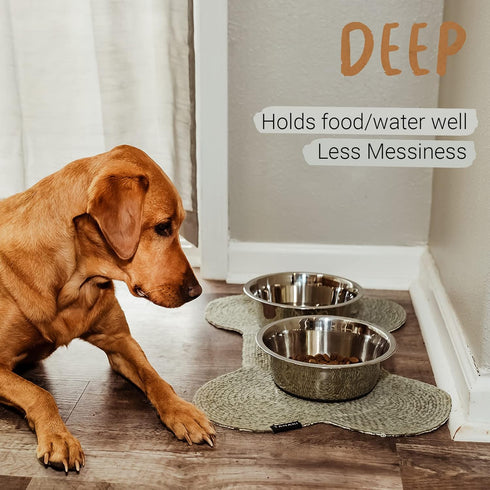 PEGGY11 Deep Stainless Steel Anti-Slip Dog Bowls - Single Pack, 3 Cups...
