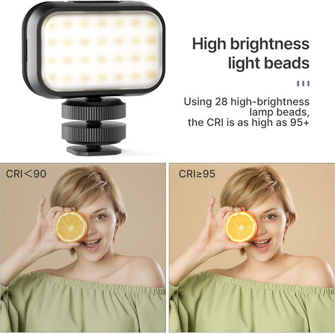 Vlogging Light PICTRON VL28 LED Light for iPhone Mini LED Camera Light Rechargeable 5600K 95+ Long-Lasting Fill Light for Gopro Hero 9 8 7 6 5 DJI...