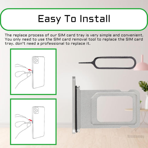 for iPhone 11 Silver SIM Card Tray Holder Replacement Single SIM Version for iPhone11 Card Slot with Waterproof Rubber Ring Repair Tool Fix Kit SI...