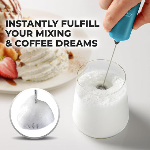 Zulay Kitchen Powerful Mini Milk Frother Handheld - Electric Hand Mixer - Portable Frother Wand for Coffee - Small Drink Blender for Lattes, Cappu...