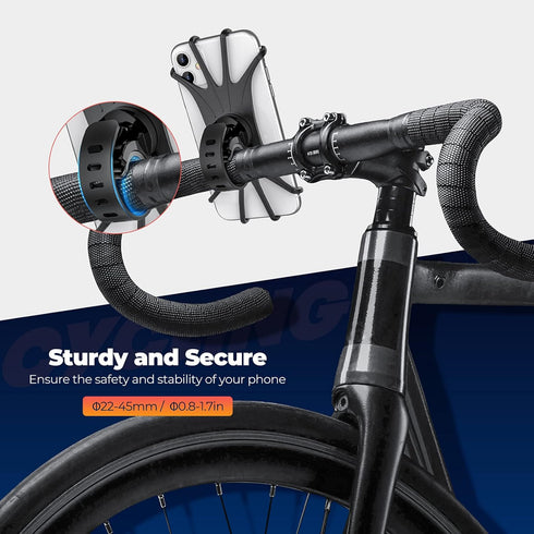 ORIbox Bike Phone Mount, Motorcycle Handlebar Mount, 360° Rotation Silicone Bicycle Phone Holder, Compatible with iPhone 13/12/11 Pro Max XS Max X...