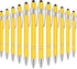 12 Pieces Ballpoint Pen with Stylus Tip, 1.0 mm Black Ink Metal Pen Stylus Pen for Touch Screens, 2 in 1 Stylus Ballpoint Pen (Yellow and Silver)....