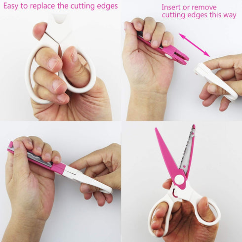 Decorative Paper Edge Scissors Set, 5 pairs Zig Zag Edges with Portable Organizing Container, great for DIY Paper Wavy Edge Cutting, Crafts, Scrap...