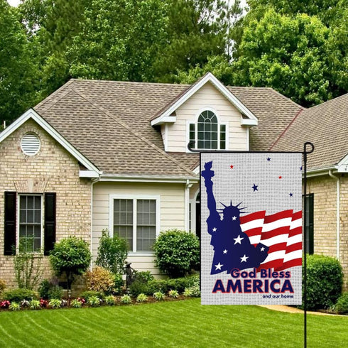 Statue of Liberty Garden Flags, God Bless America Sign 12 x 18 in - Truely Double Sided - also functional for Memorial Day - Garden Decor Outside ...
