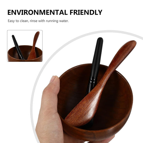 Wood Face Mask Mixing Bowl Set For Ladies Facial Skincare Clay Mixing DIY Vintage Facemask Bowl Kit with Mask Spoon Spatula Brush...