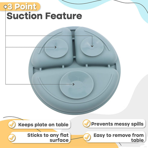 RYANSHOP Suction Plates for Baby - Silicone Baby Plates with Suction First Meal Baby Suction Plate Suction Plates for Toddlers Kids...