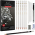 White Charcoal Pencils Set - 12 Piece Sketch Highlight White Pencils Set for Drawing, Sketching, Shading, Blending, Artist Pencils for Artists, Pr...