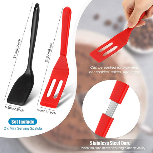 Patelai Mini Silicone Brownie Serving Spatula Flexible Nonstick Serve Turner Heat Resistant Cookie Slotted Spatula for Eggs in Small Frying Pan Co...