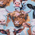 Cow Portrait Cotton Calico Fabric - Holstein, Hereford, Highland Cattle Precut Fabric by The Yard - One Yard...