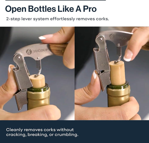 Hicoup Wine Opener - Professional Corkscrews for Wine Bottles w/Foil Cutter and Cap Remover - Manual Wine Key for Servers, Waiters, Bartenders and...