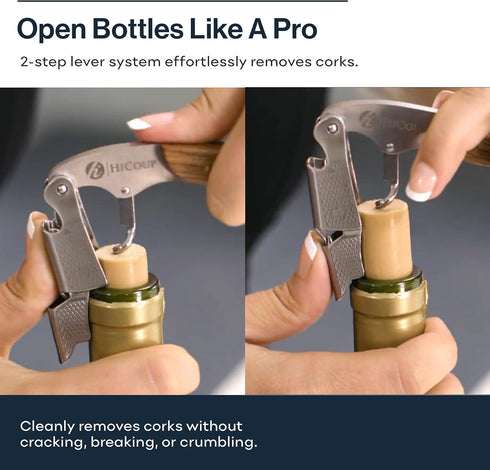 Hicoup Wine Opener - Professional Corkscrews for Wine Bottles w/Foil Cutter and Cap Remover - Manual Wine Key for Servers, Waiters, Bartenders and...