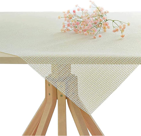 Xrrxy Anti Slip PVC Tablecloth Underlay Adjustable in Size Foam Mat Tea Table Cloth Anti-Skid Rug Pad Gripper Table Mat,White (200 140cm/79 55inch...