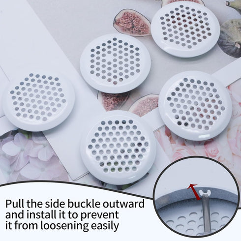 20Pcs Circular Air Vents White Soffit Vent, Stainless Steel Round Vent Mesh Hole Louver for Kitchen Bathroom Cabinet Wardrobe, 1.14"(29mm) Mountin...