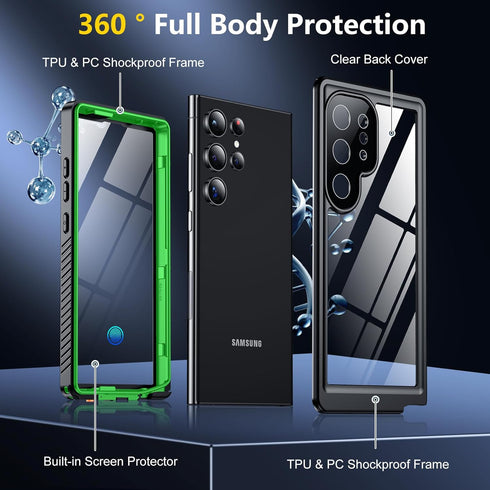 Designed for Galaxy S24 Ultra Case Waterproof, Built-in Screen Protector Full Protection Heavy Duty Shockproof Anti-Scratched Rugged Case for Sams...